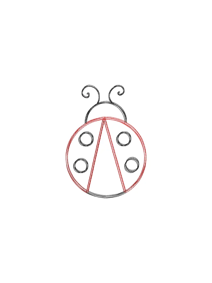 Ladybug scribble stitch embroidery design,Ladybug embroidery design,Fun embroidery design,INSTANT DOWNLOAD-1393