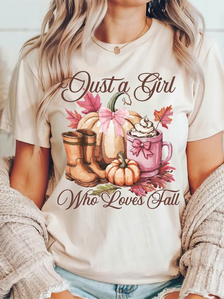 Just A Girl Who Loves Fall Png, Autumn Png, Fall png, Sublimation Design, Pumpkin Spice Png, T-Shirt Design, Cozy season png DTF