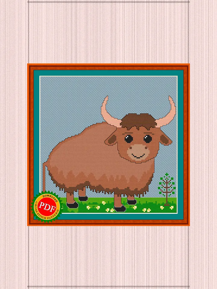 Yak Cross Stitch Pattern | Cute Yak Calf Chart