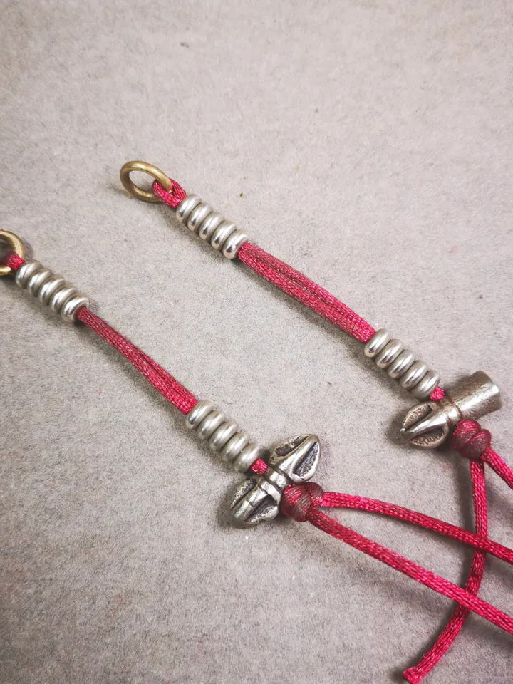 Gandhanra Handmade Tibetan Buddhist Mala Counters,Prayer Bead Counters,with Dorje and Vajra,Made of White Copper