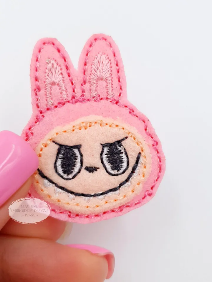 ITH Labu Bunny Face Felties Design for Hair Clips & Brooches, Monster Elf Applique Pattern, 4x4 Hoop DIY File