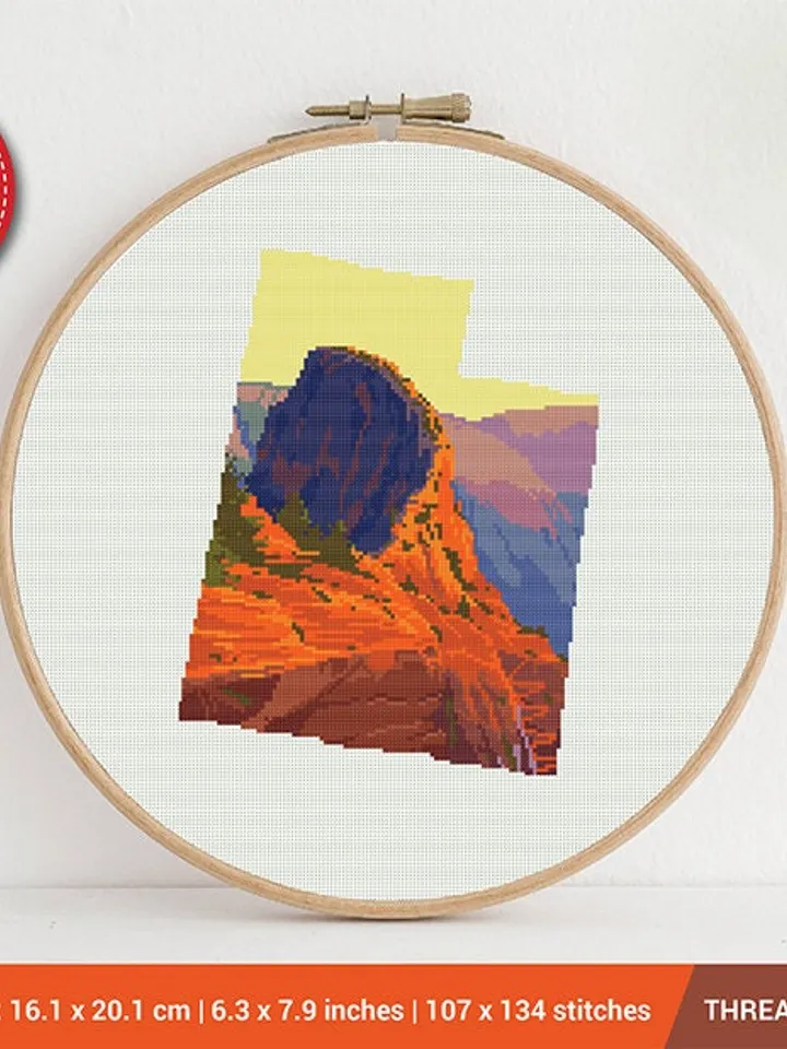 Utah State Silhouette Cross stitch pattern | Embroidery Pattern | Instant Download | Embroidery Designs