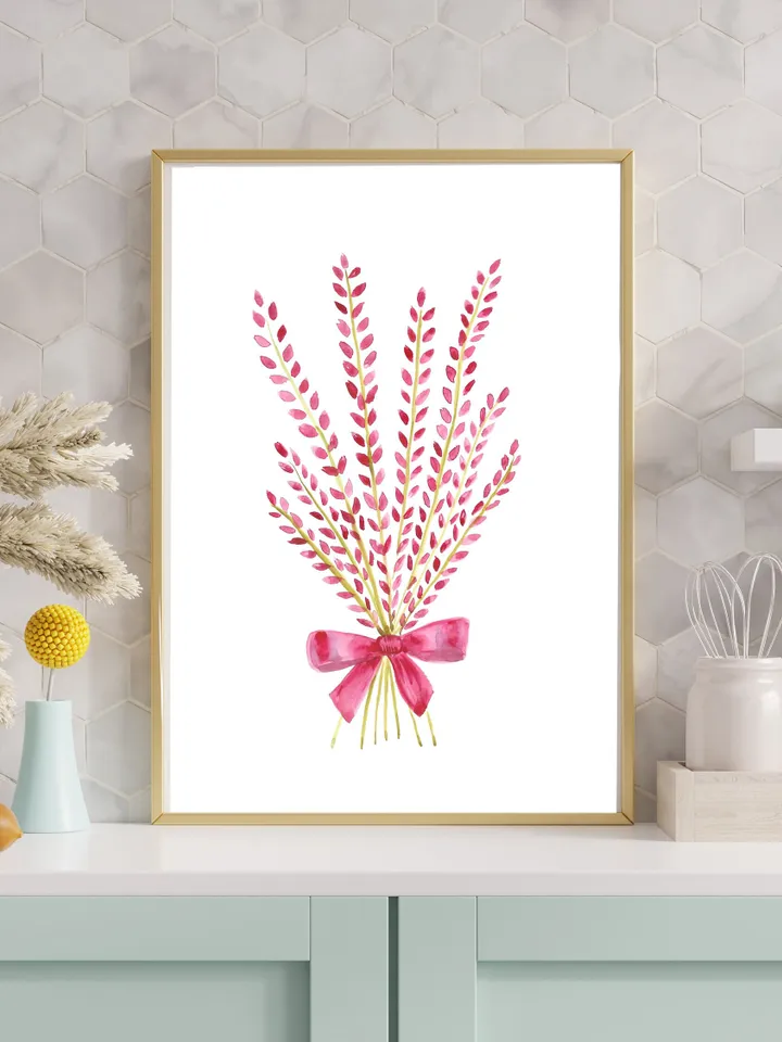 Red Flower Bouquet Wall Art Burgundy Pretty Home Decor Gift Idea Lavender Flowers Thank Giving Decor Anniversary Gift Poster Flowers