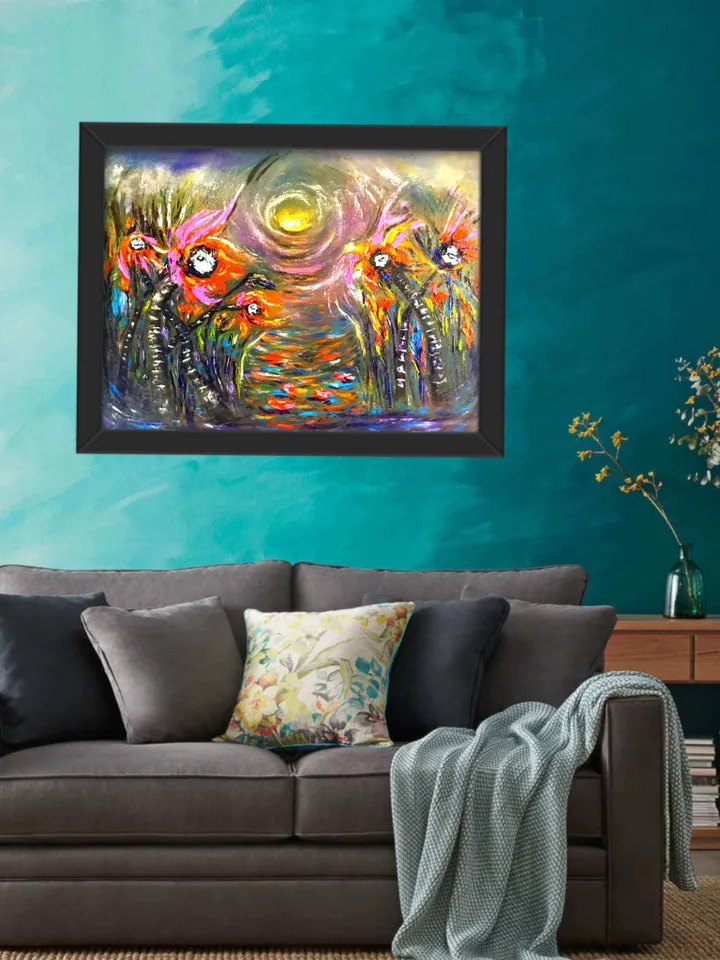 Flowers oil painting,fantasy bright flowers,abstract flowers impasto painting,hand made oil painting,home decoration.