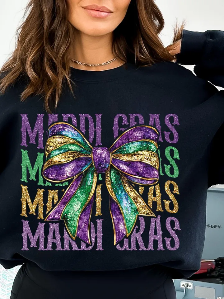 Mardi Gras Coquette PNG, Retro Mardi Gras Png, Fleur De Lis Png, Glitter, King Cake Png, Louisiana Crawfish Png, Coquette Bow Png Design