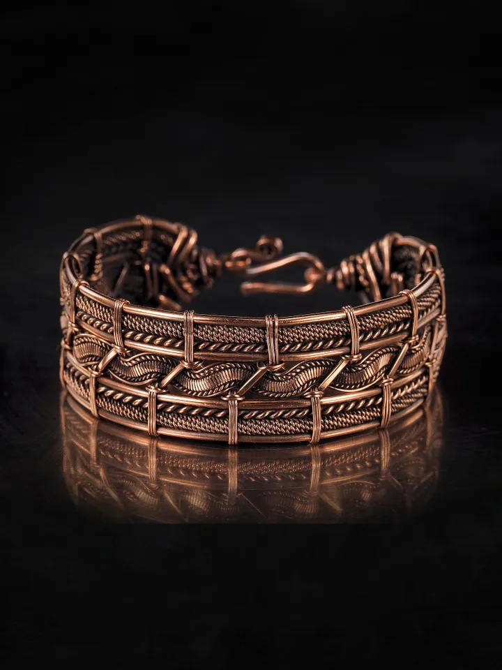 Copper wire wrapped bracelet for woman 7th Anniversary gift Small size bracelet