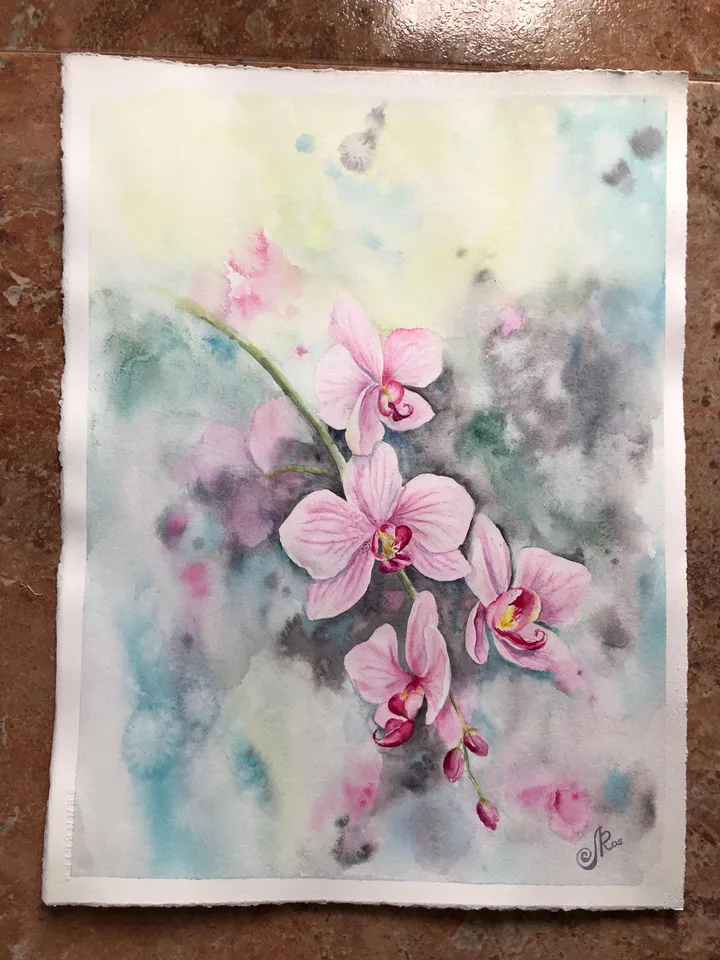 Flowers Original Painting Floral Watercolor Art Orchid Wall Art Blooming Painting