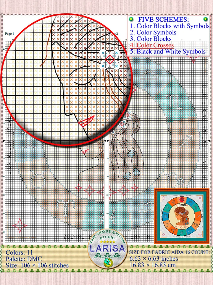 Virgo Cross Stitch Pattern | Virgo Zodiac Sign