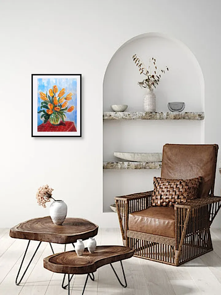 Tulips Art Floral Original Oil Painting Impasto Oil on Canvas