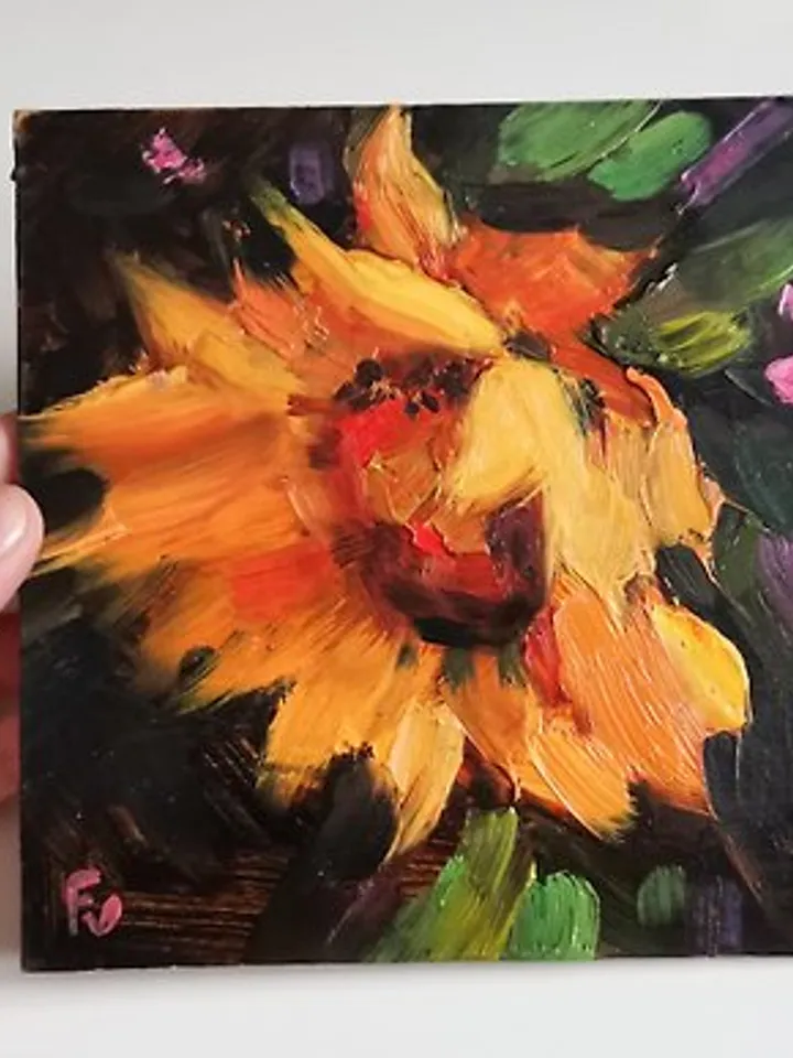 Sunflower Painting Texas Original Art Flower Oil Painting Fine Art by Verafe