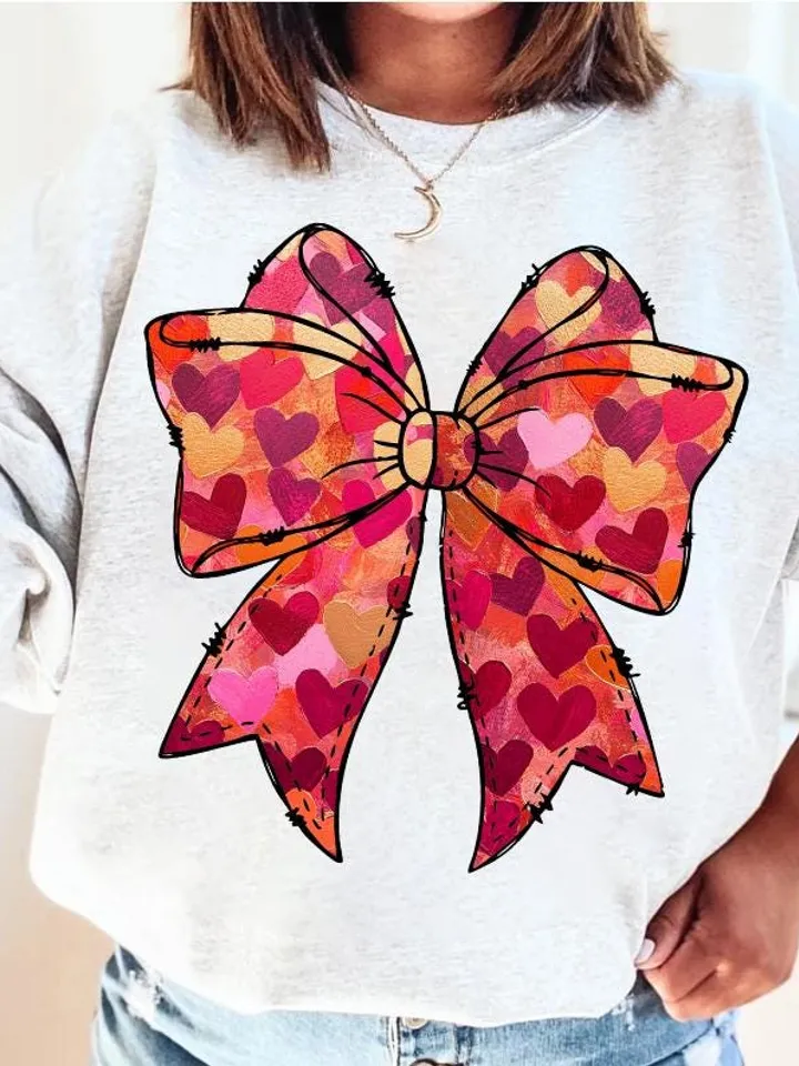 Valentine Day Heart Bow Brushstroke png, Valentine png, Valentines day, xoxo png, valentine png designs, Coquette Bow Valentine Png Trendy
