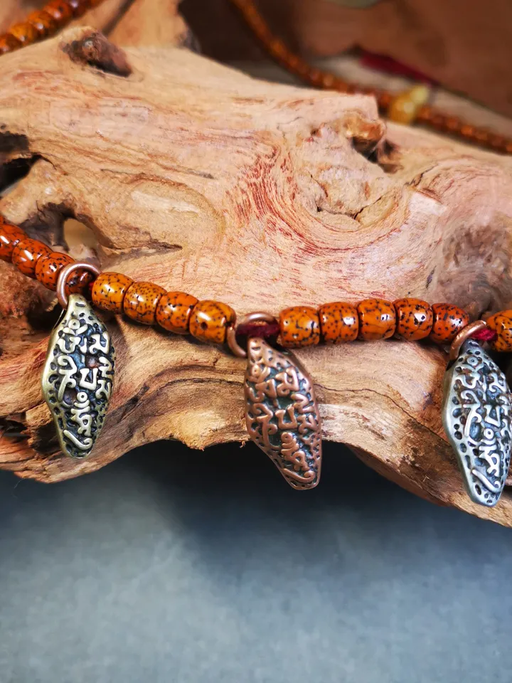 Gandhanra Handmade Mala Counter Pendant,OM Bead Amulet, Prayer Beads Accessories,Made of Cold Iron