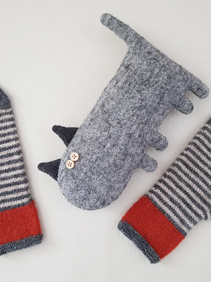 Grey cat sewing pattern PDF, digital tutorial in english, stuffed animal sewing diy