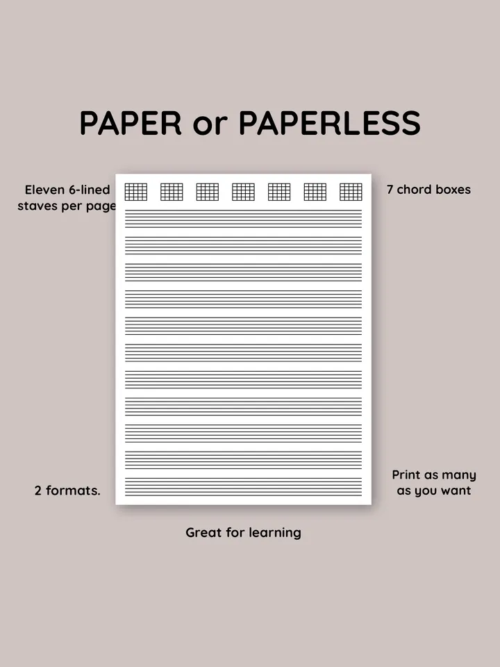 Printable guitar sheet music. Blank music tab sheets for guitar. Downloadable guitar.Blank guitar sheet with chord boxes