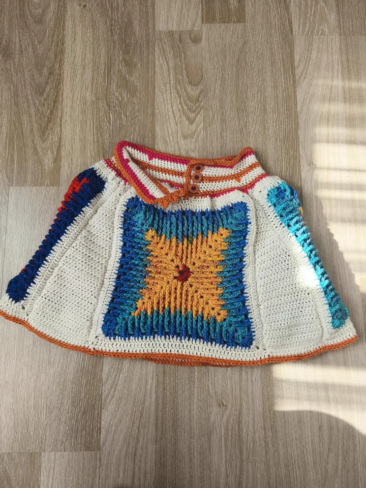 Handmade Crochet Granny Square Skirt - Boho Style Fashion