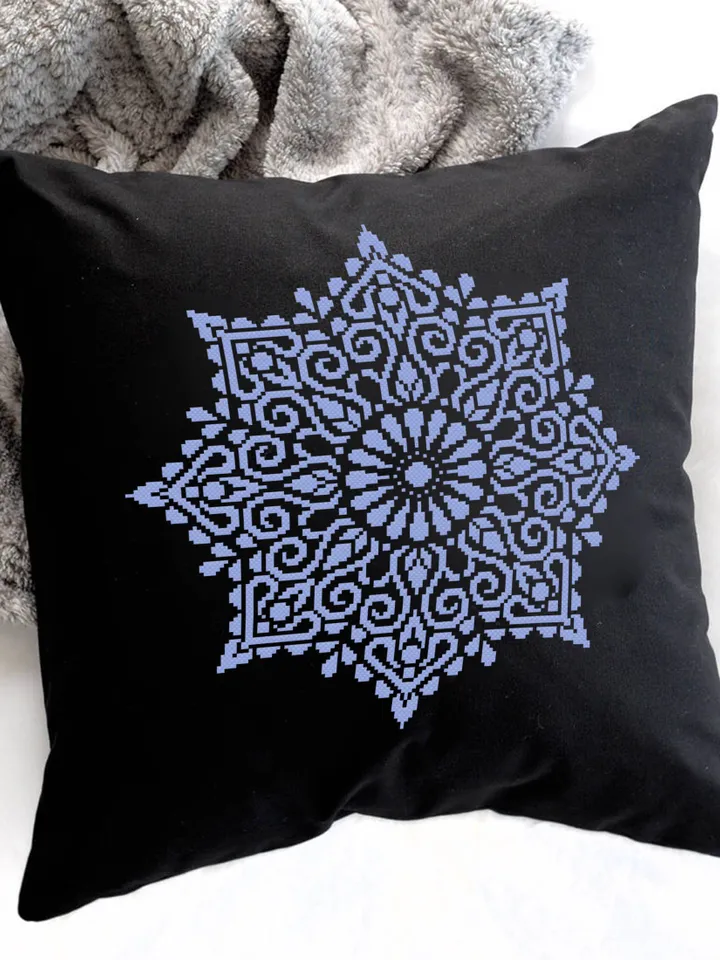 Mandala cross stitch pattern download PDF, Flower mandala pattern digital PDF, Monochrome cross stitch chart Modern beginner stitch #M106