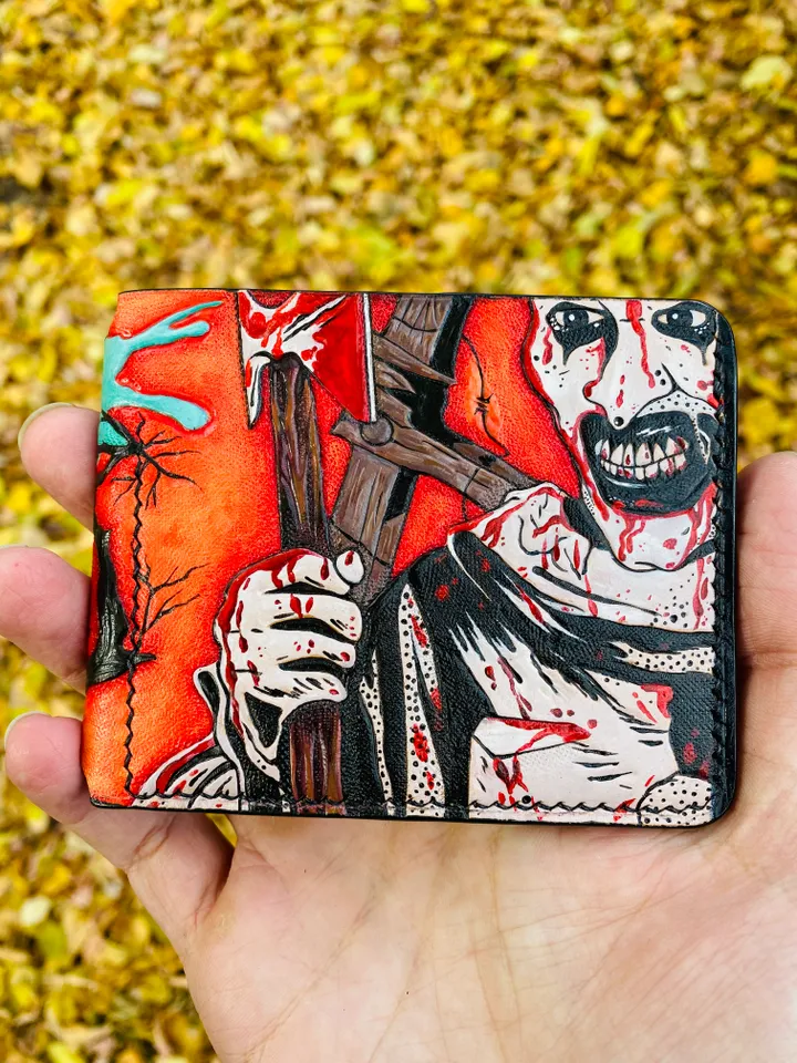 Wallet money clip leather Terrifier Art the Clown original handmade