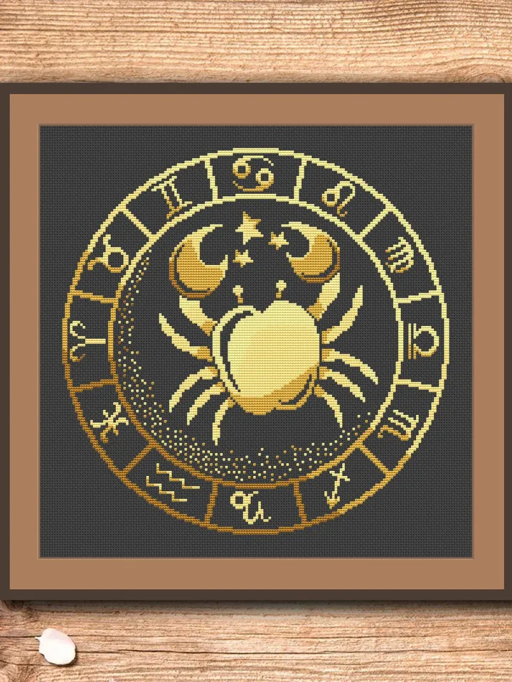 Cancer Cross Stitch Pattern, Zodiac Cross Stitch, Embroidery Zodiac, Aries Pattern, Signs of the Zodiac Pattern, Modern Cross Stitch #zdc004