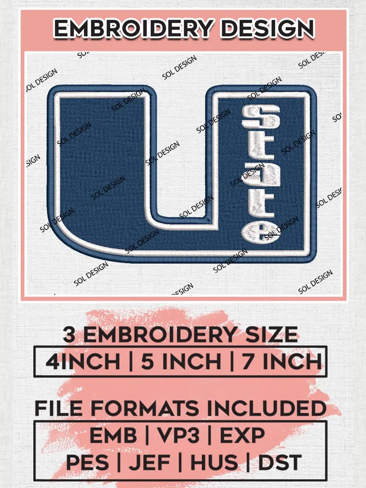 Utah State Aggies Logo Embroidery Files, NCAA Utah State Aggies Team Embroidery, NCAA Aggies Machine embroidery designs, Digital Download