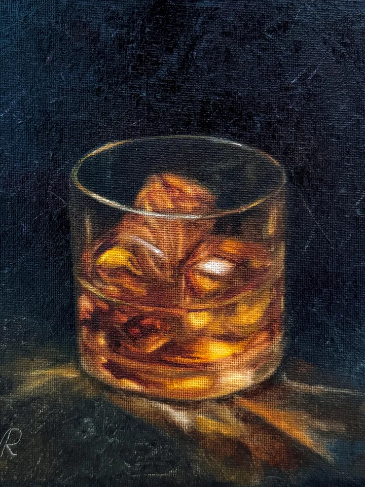 Whiskey Original Painting Glass of Whiskey Art Cocktail Painting Drinks Wall Art