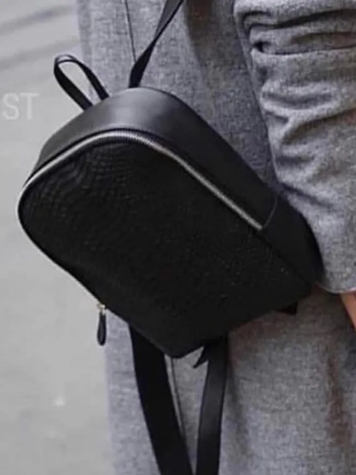 Leather black backpack python skin woman | Leather Rucksack | Girls Backpack Snake Skin | Backpack purse handmade genuine leather