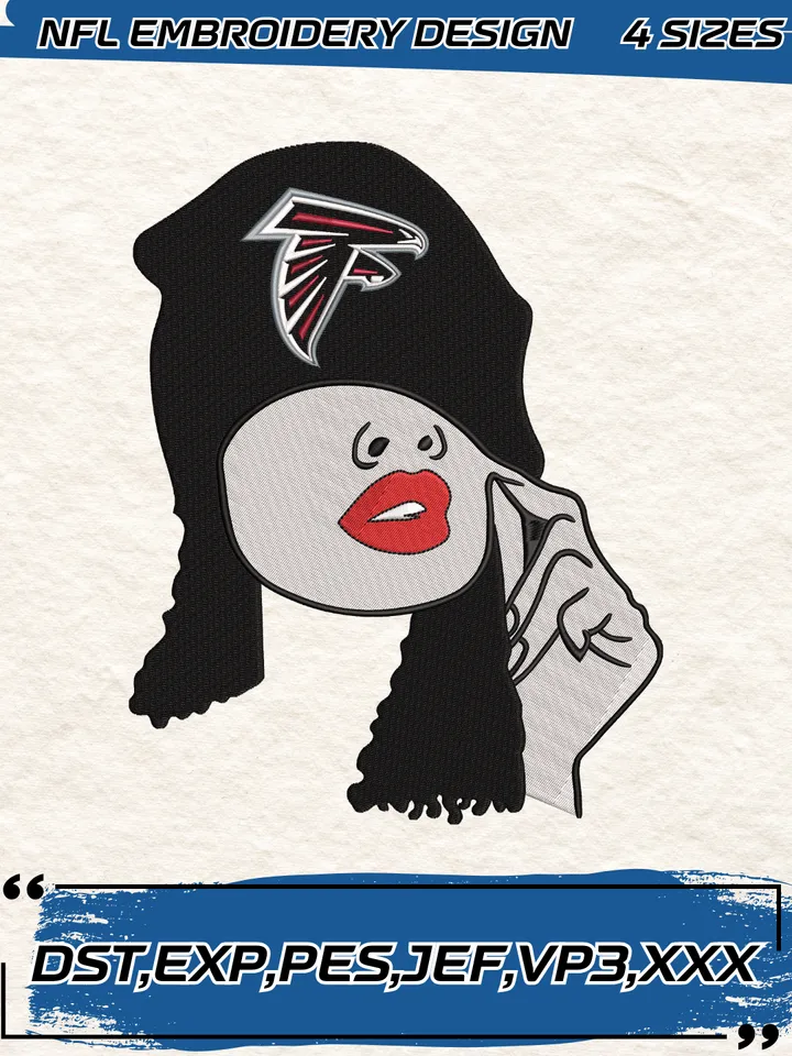 Atlanta Falcons Fangirl Embroidery Design,NFL Logo Embroidery Design,Machine Embroidery Design File,4 Sizes, Digital Download