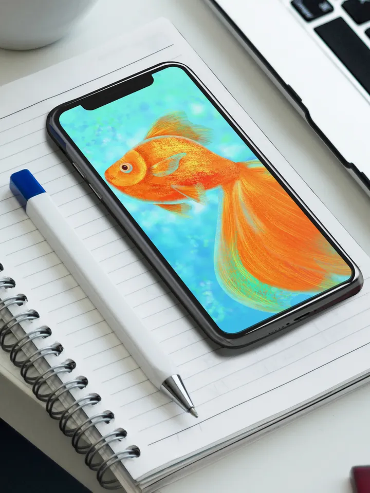 Digital art painting gold fish | Illustration hand drawing goldfish - simbol feng shui