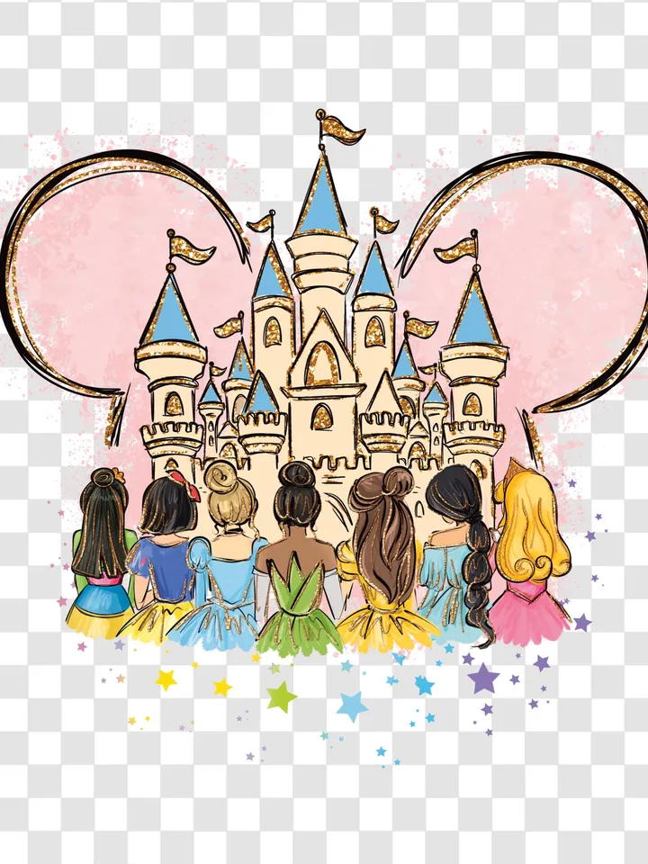 All princess Watercolor Princess PNG, Princess clipart png, Family vacation clipart, Family vacation png, Family trip, All princess design