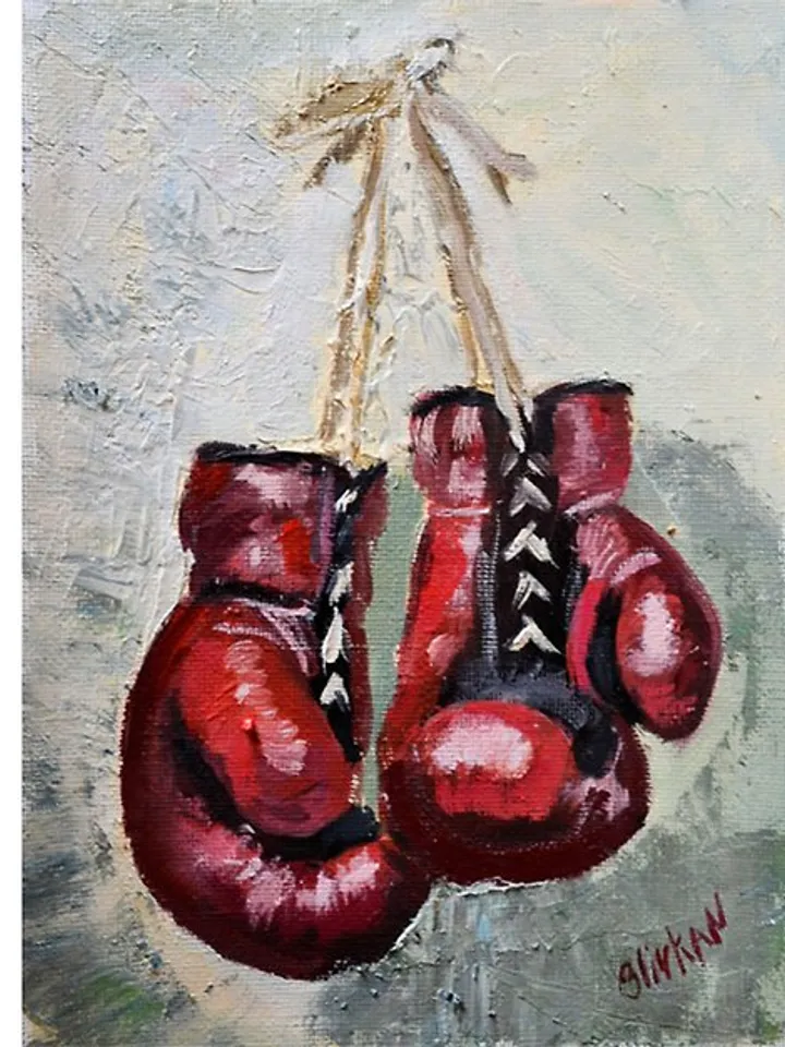 Boxing Gloves Painting Original Oil Painting Sport Artwork MMA Wall Art