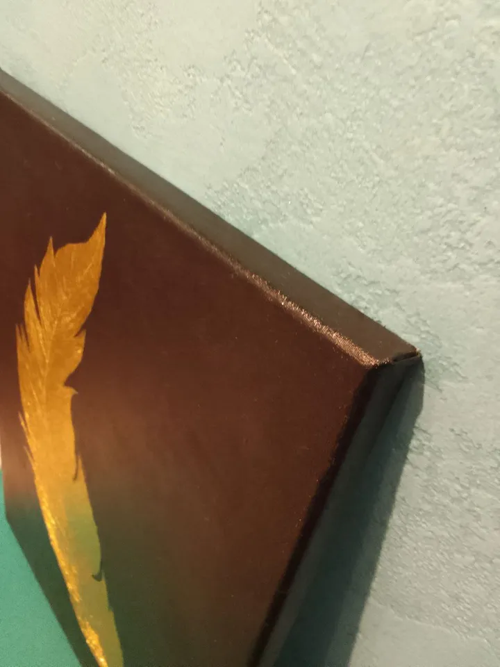 painting **Golden Feather on Black Background**