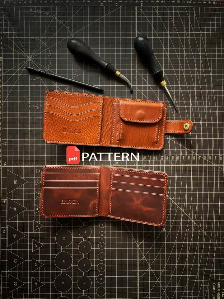 PDF Pattern Classic Bifold Wallet - Download PDF & video TUTORIAL. Punch pitch 4 mm.