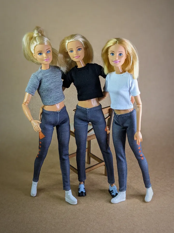 White T-shirt & Gray leggins for 1/6 scale fashion female dolls