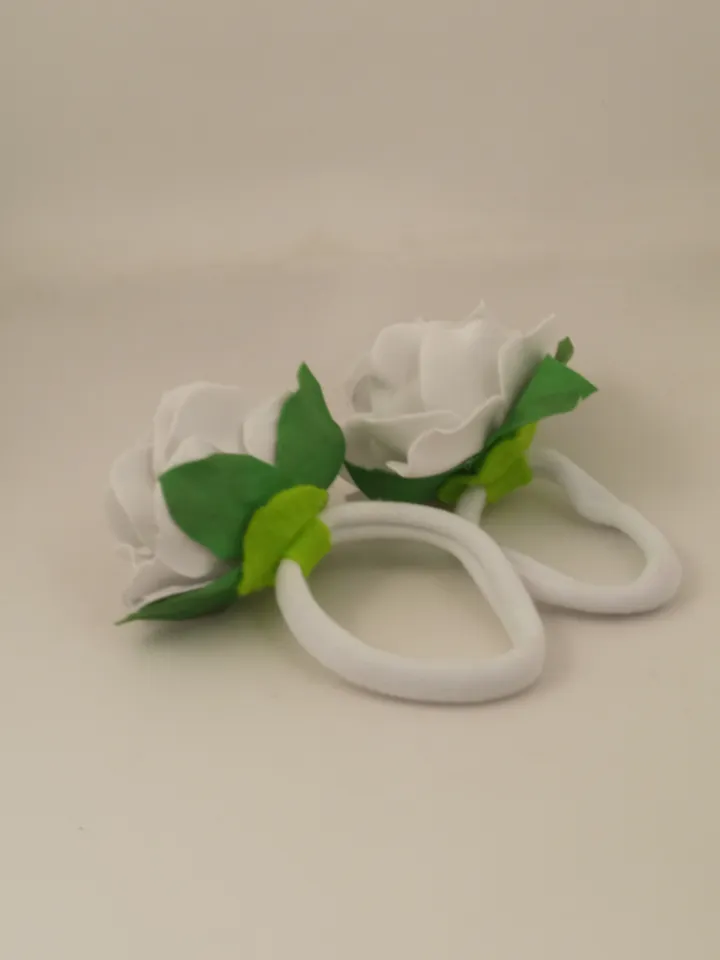 Handmade hair bands with white roses/children's hair accessories/girls hair decoration/hair jewellery/ gifts for her