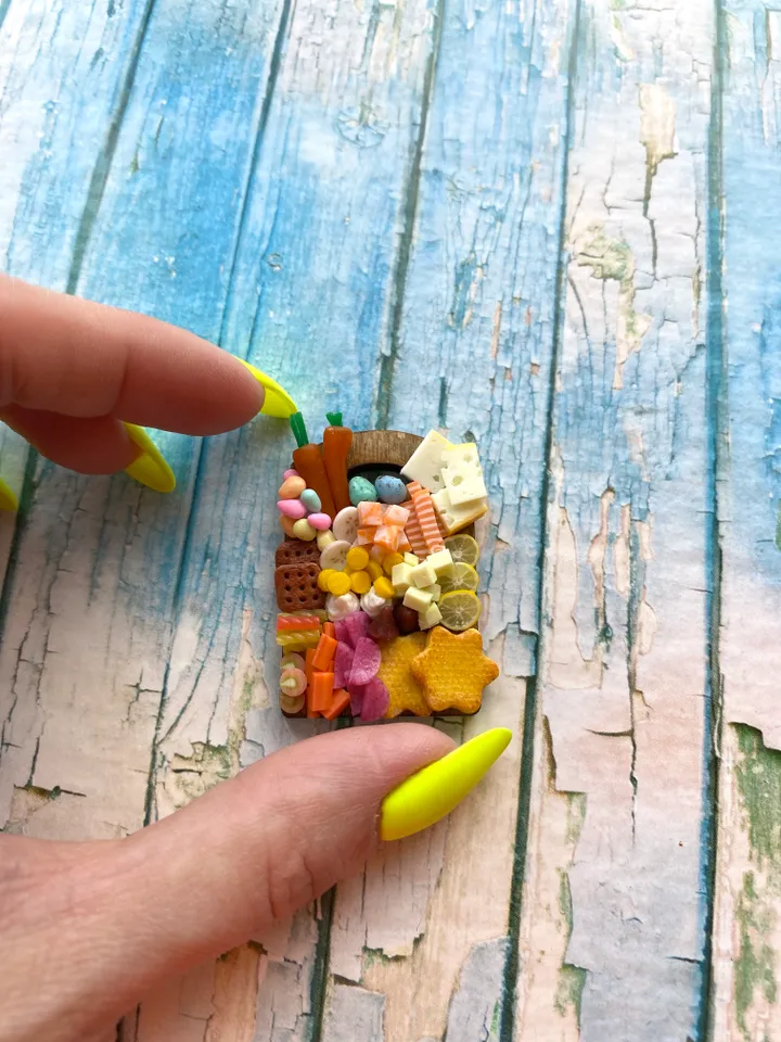 Magnet Miniature Easter Charcuterie Board with Polymer Clay Souvenir