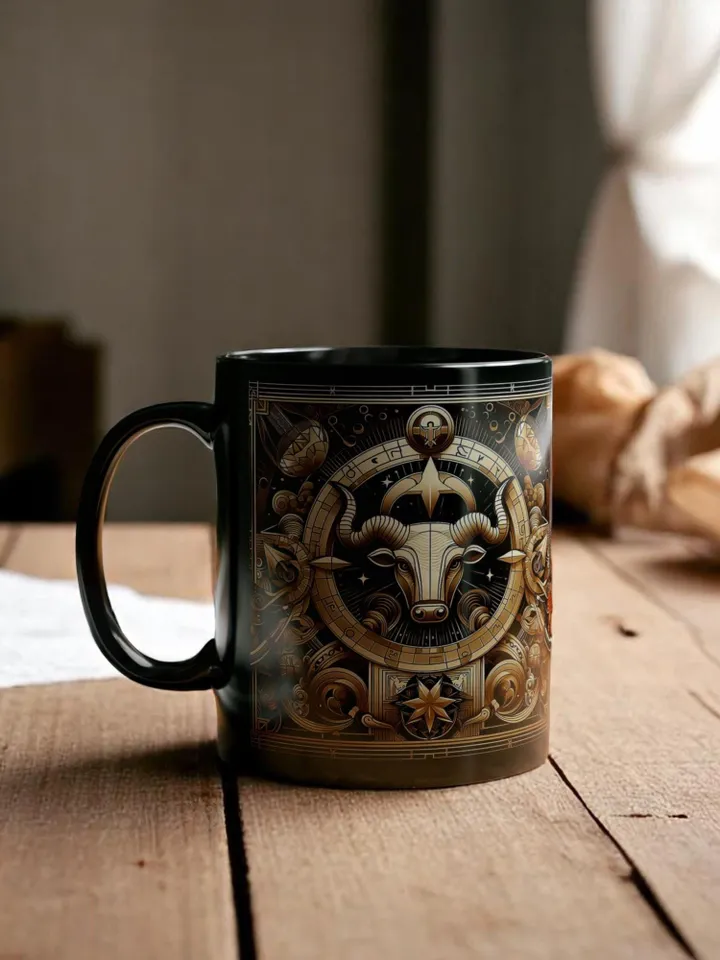 Taurus Ceramic Mug Coffee Lovers Gift, Home Decor, Artisan Mug, Unique Coffee Cup, Intricate Design Mug