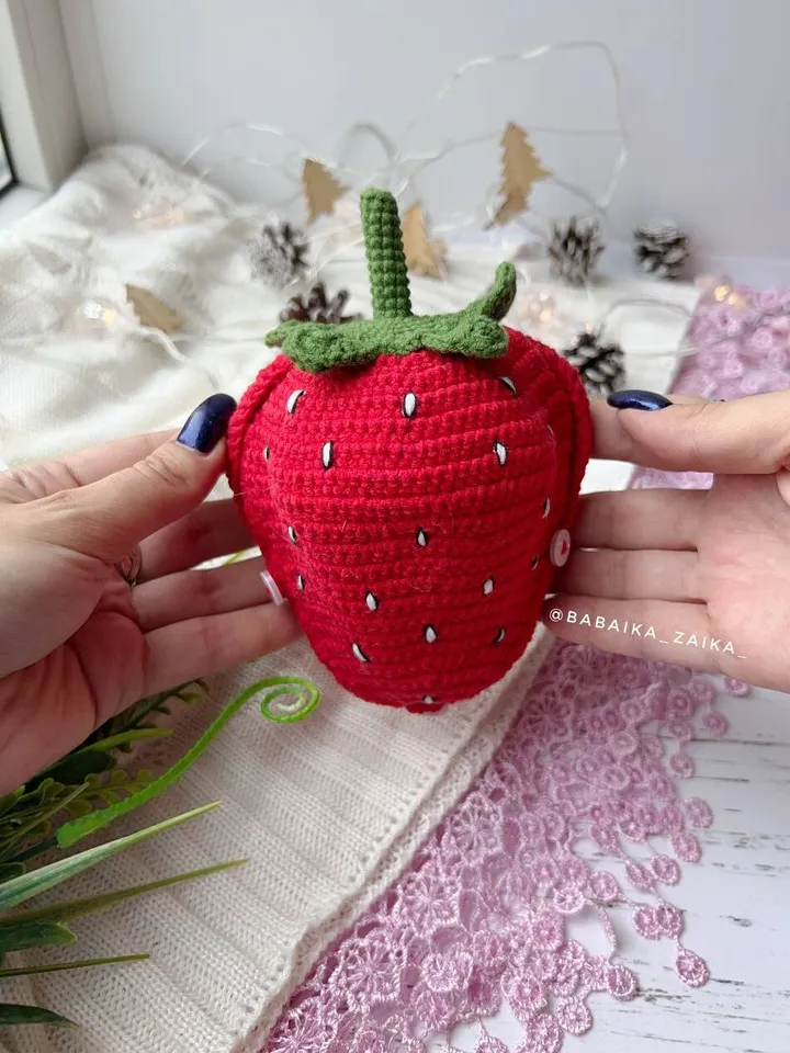 PDF Crochet Strawberry Fox Amigurumi Pattern, Crochet Fruits Pattern, Cute amigurumi fox, Crochet Amigurumi fruit Toy, Small Toy Pattern