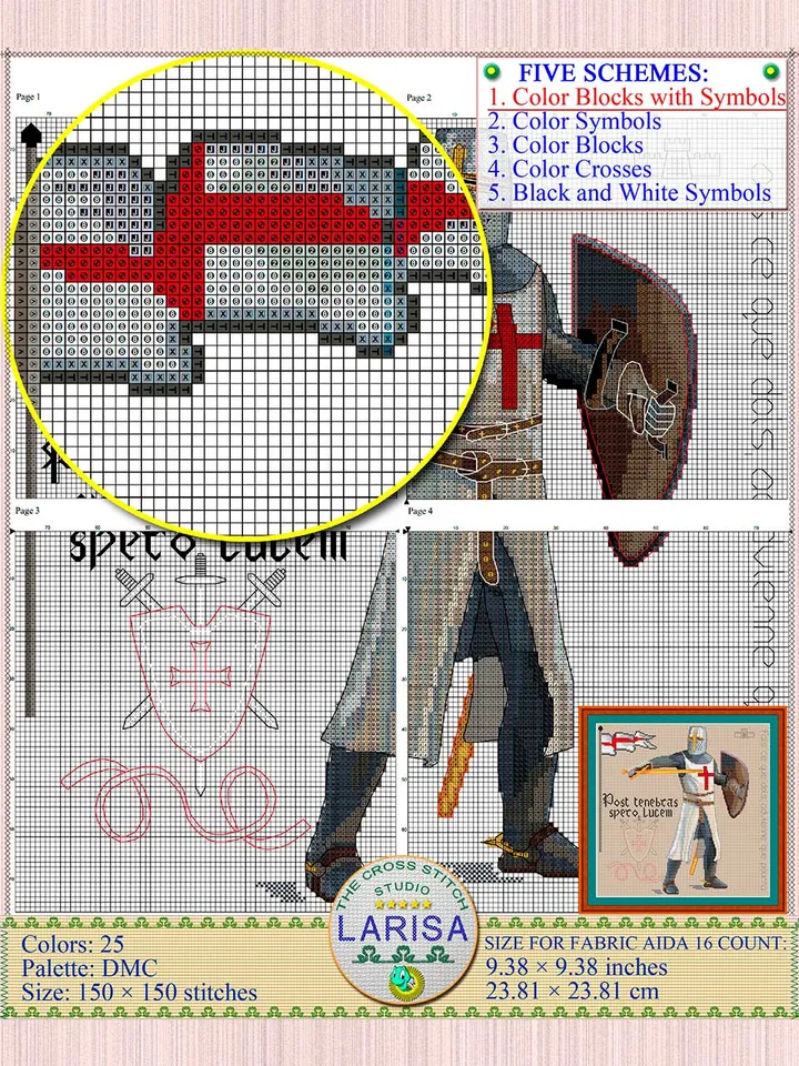 Knight Cross Stitch Pattern | Crusader | Medieval Knight