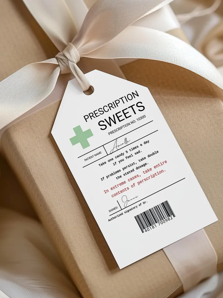 Personalized Prescription candy sticker; Editable & Printable fun novelty gift Birthday, Christmas, gift for her; instant download