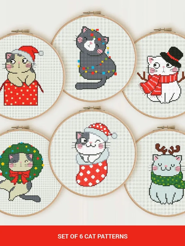 Cat Snowman New Year Cross stitch pattern | Embroidery Pattern | Instant Download | Embroidery Designs