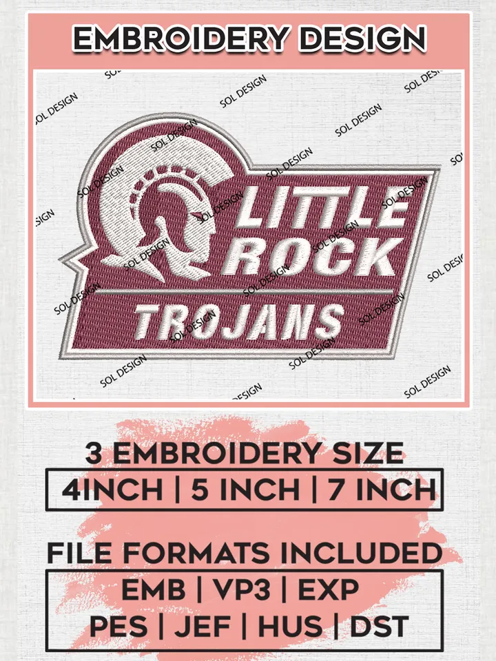 Little Rock Trojans NCAA College Team Logo Embroidery Design Files, NCAA Little Rock Trojans Machine Embroidery, NCAA Teams, 3 sizes, NCAA Machine embroidery designs, Digital Download