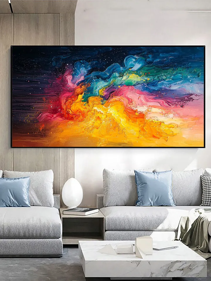 Original Colorful Universe Oil Painting On Canvas, Large Wall Art, Abstract Colorfully Painting, Custom Painting, Living room Wall Decor