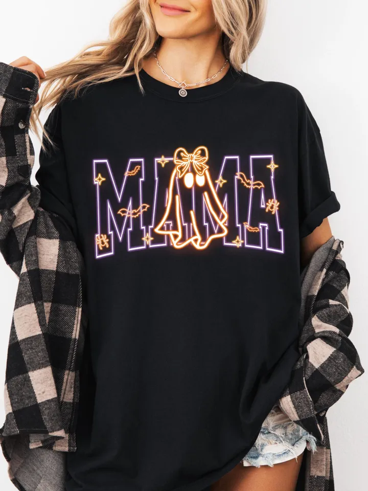 Mama Png, Coquette Halloween Neon Png, Spooky Mama Png, Floral Ghost Png, Spooky Season Png, Halloween Mama Png, Girly Coquette Bow Png
