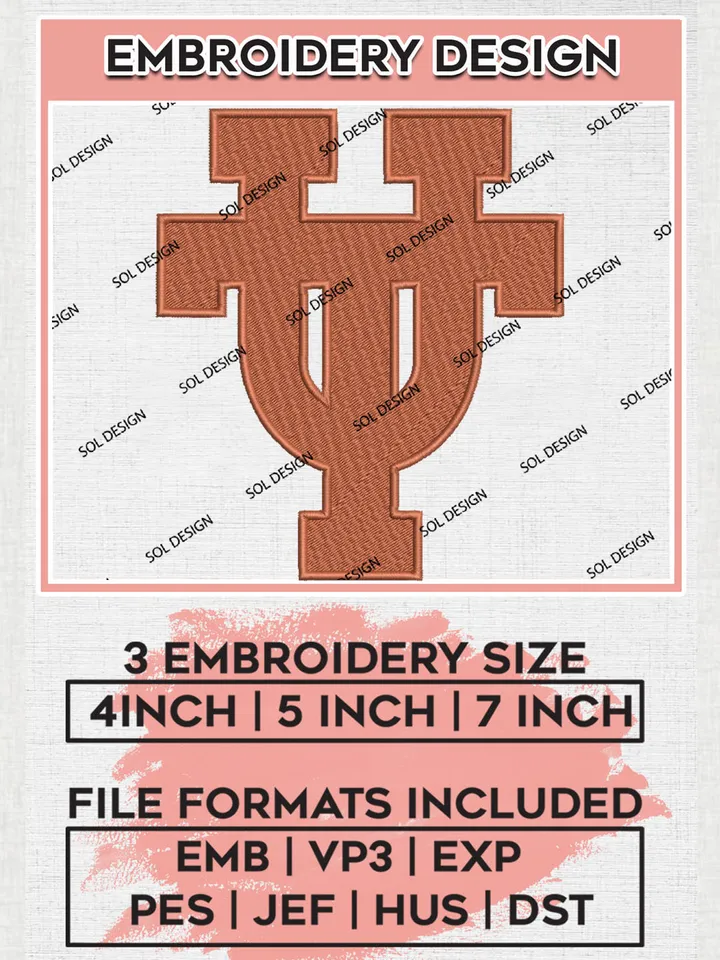 Texas Longhorns NCAA College Team Logo Embroidery Design Files, NCAA Texas Longhorns Machine Embroidery, NCAA Teams, 3 sizes, NCAA Machine embroidery designs, Digital Download