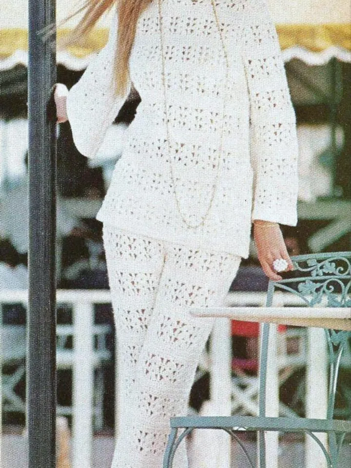 crochet pants and top Patterns pantsuit lace women pattern set trousers tunic crochet pattern pdf