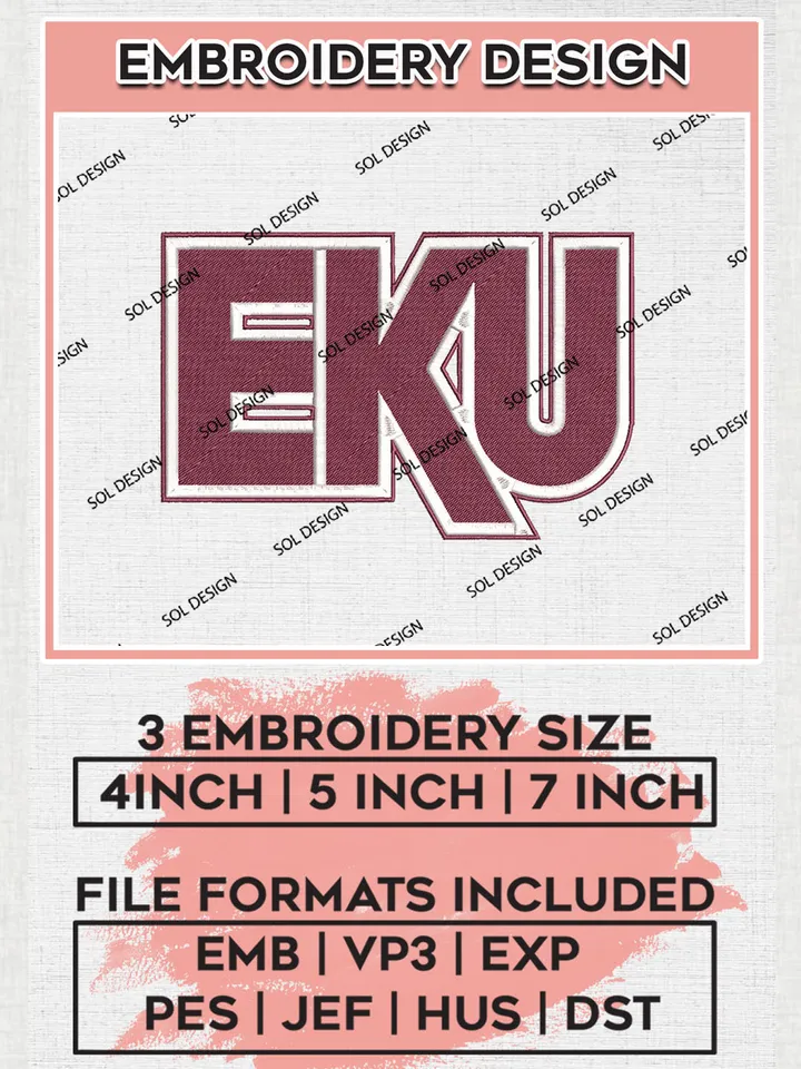 EKU Colonels Team Mascot Logo embroidery designs, NCAA Eastern Kentucky Colonels Logo Machine embroidery designs, NCAA Team Logo embroidery designs, NCAA Game Day Machine embroidery designs, Digital Download