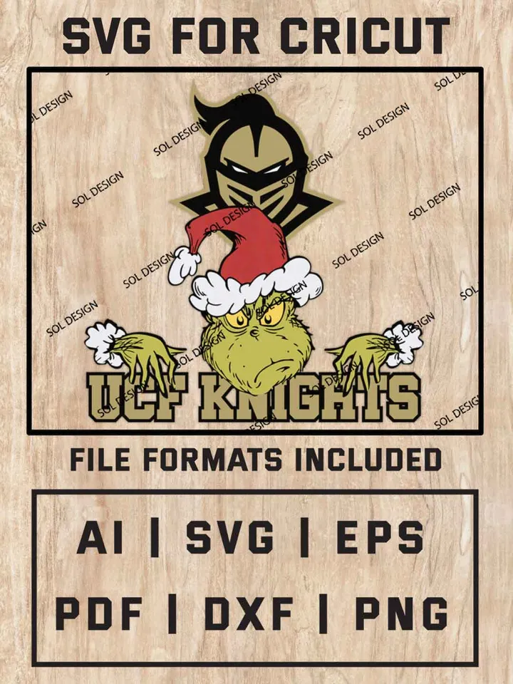 Grinch UCF Knights SVG, NCAA SVG Design, NCAA UCF Knights SVG, NCAA Knights Cricut, Christmas Svg, Grinch svg, Digital Download