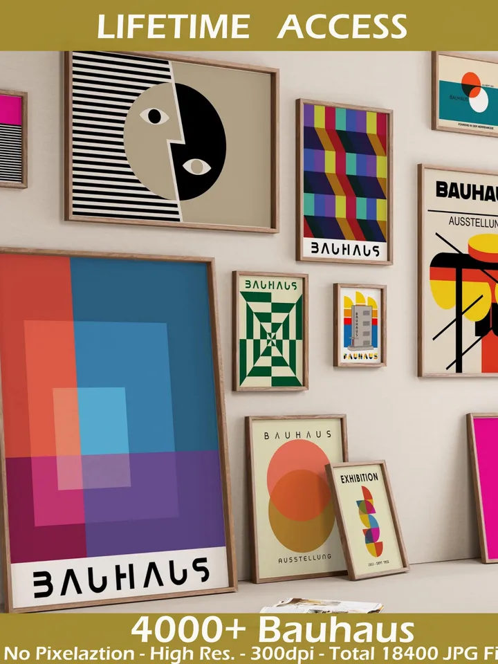 Bauhaus Wall Art Bundle, 4000+ Digital Download Posters, Modern Art Collection, Bauhaus Poster, Abstract Art, Geometric Digital Art Print