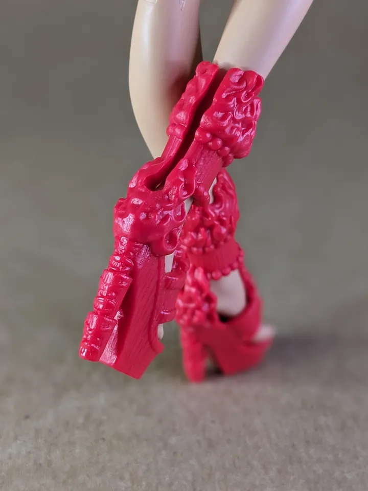 Red fire sandals with high heels for 10.5 inch female dolls (MH, EAH)