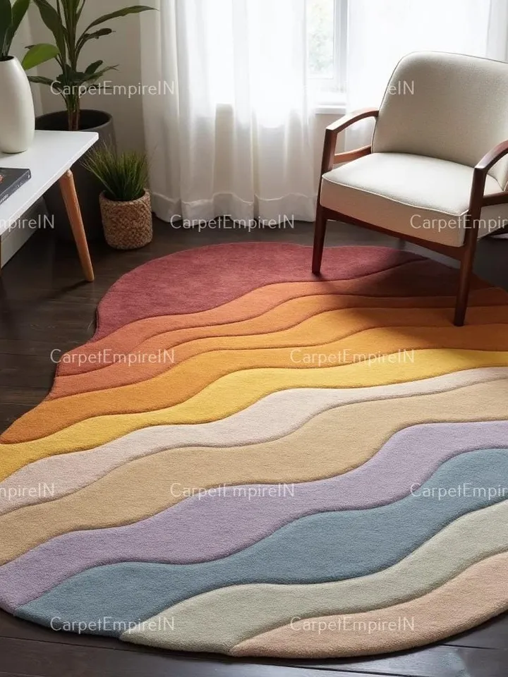 8x10 irregular-shaped rug, Hand-Tufted, handmade layered rug, personalized gift, housewarming gift, Living room rugs, kids' rug, Custom rug