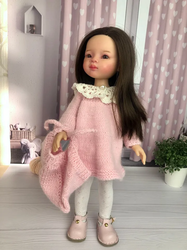 Paola Reina Doll 5 ITEMS Set: Exclusive Handmade Outfit - Kitty-hat, Dress, Collar, Tights, Shoes